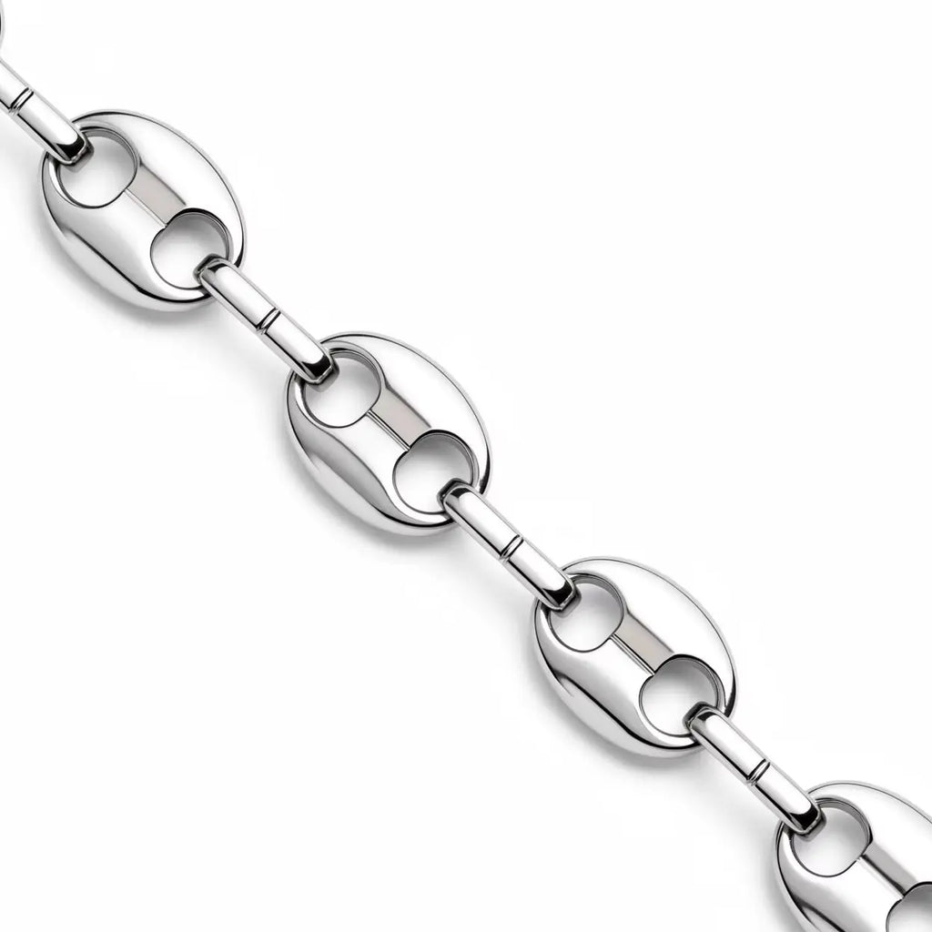 316L Stainless Steel Pig Nose Chain 58cm, Non-Tarnish Coffee Bean Link Necklace, Waterproof Hip Hop Jewelry Gold Silver