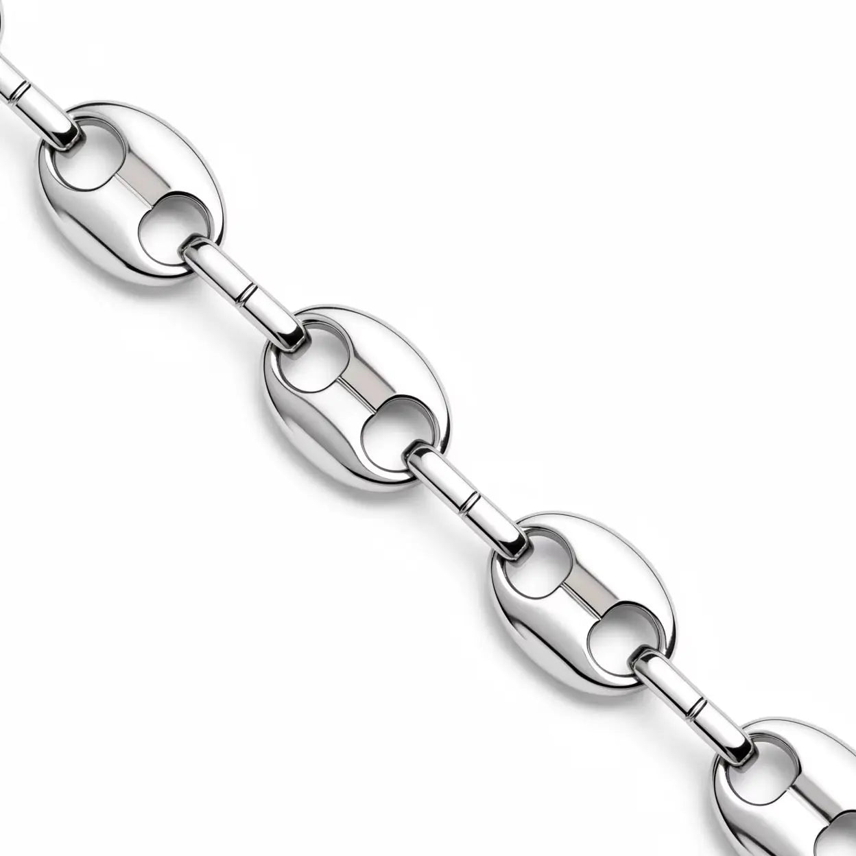 316L Stainless Steel Pig Nose Chain 58cm, Non-Tarnish Coffee Bean Link Necklace, Waterproof Hip Hop Jewelry Gold Silver