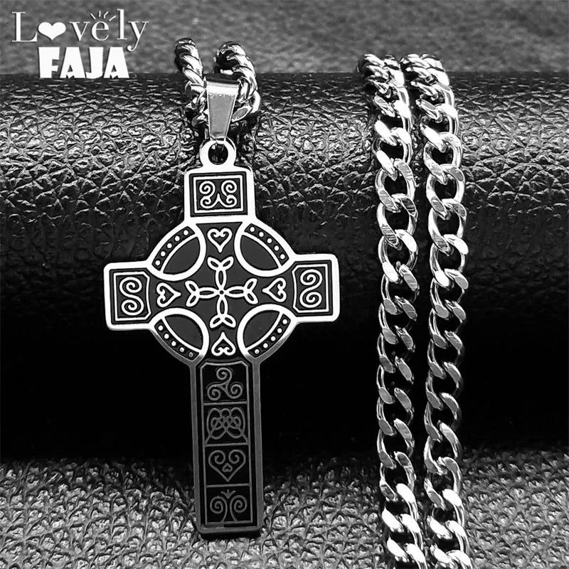 Viking Celtic Cross Pendant Necklace — Stainless Steel