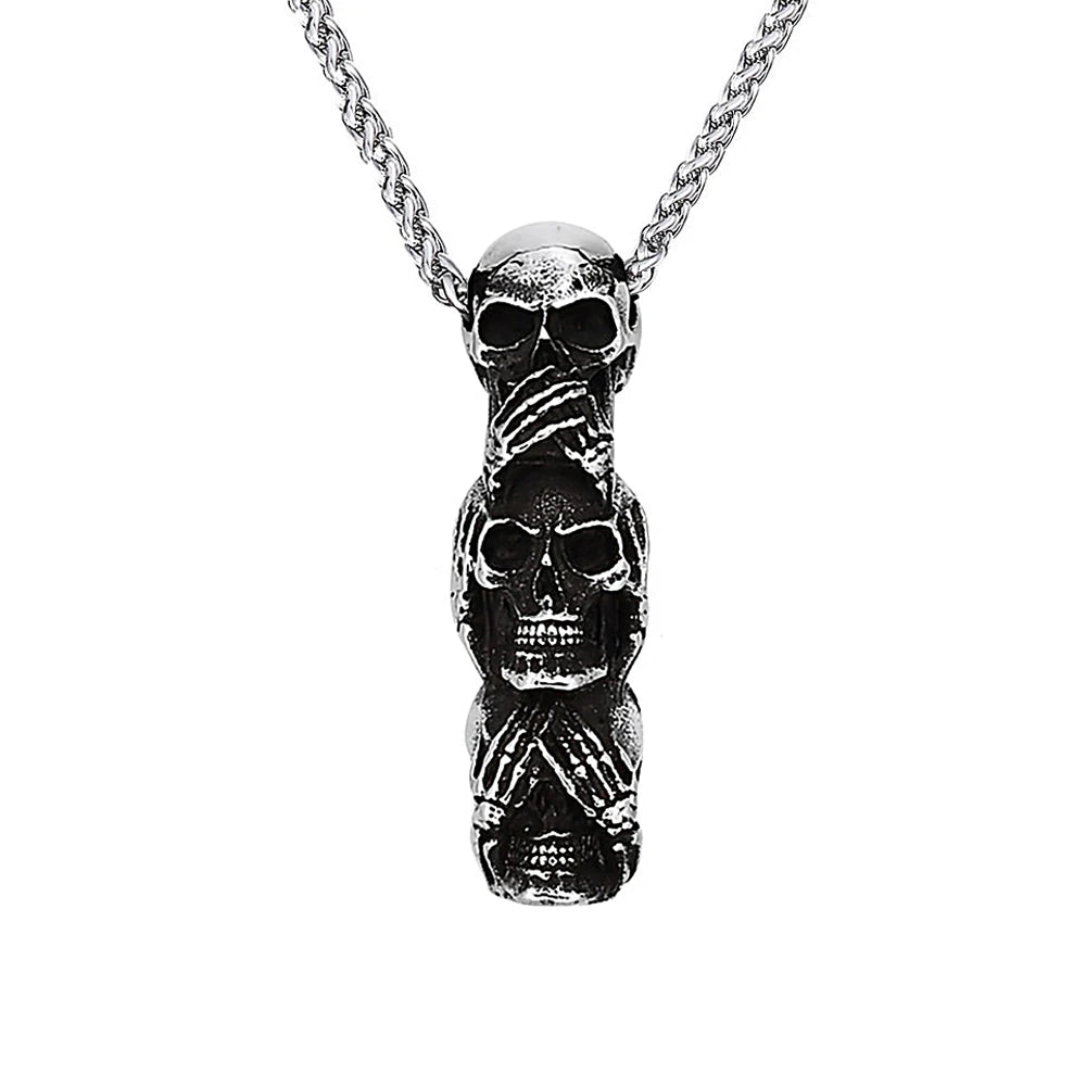 Gothic Skull Pendant Necklace — Stainless Steel