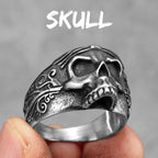 Rose Skull Ring Black — Stainless Steel