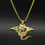 Manta Ray Gold Pendant Necklace