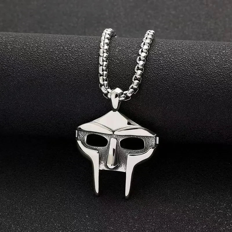 Vintage Creative MF DOOM Mask Pendant for Men Hip Hop 316L Stainless Steel Skull Mask Necklace Party Jewelry Gift