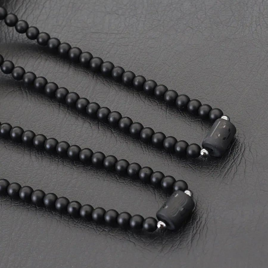 Fashion 12 Constellations Beaded Necklace Men Natural Black Onyx Stone Beads 48cm Short Collar Jewelry Leisure Party Homme Joias