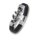 New Ship Anchor Bracelet for Men Hand Multi-Layers Black Leather with Magnetic Charm Bracelet Clasp Boyfriend Jewelry Gift