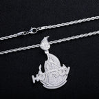 Iced Out Flame Pendant — 14K Gold