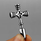 Retro Simple Nordic Viking Wolf Cross Amulet 316L Stainless Steel Pendant Necklace Jewelry Gift