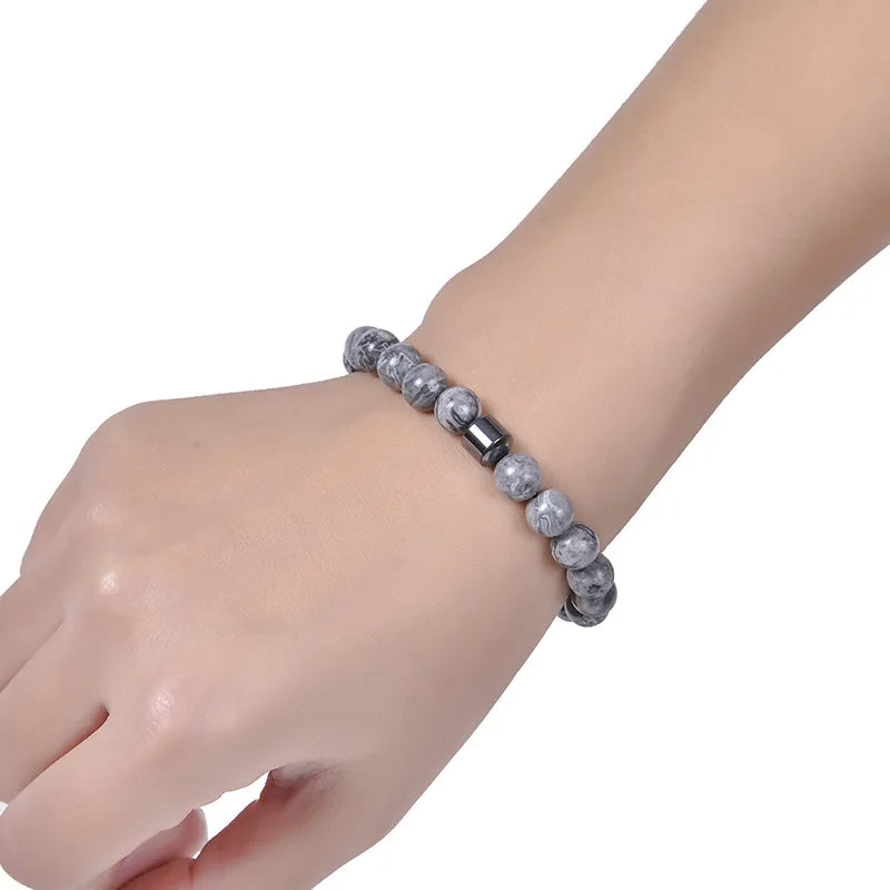 Natural Obsidian Stone Bracelet Magnetic Anxiety Relief Healthy Women Men Smoking Cessation Weight Loss Black Beads