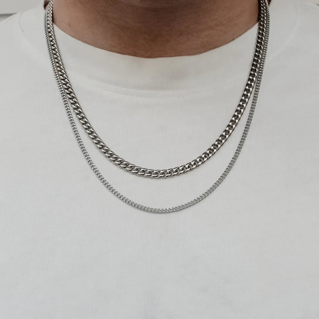 Vnox 3mm/5mm Cuban Chain Necklace for Men,Twisted Rope Links Collar,Stacked Stainless Steel Simple Basic Classic Unisex Necklace