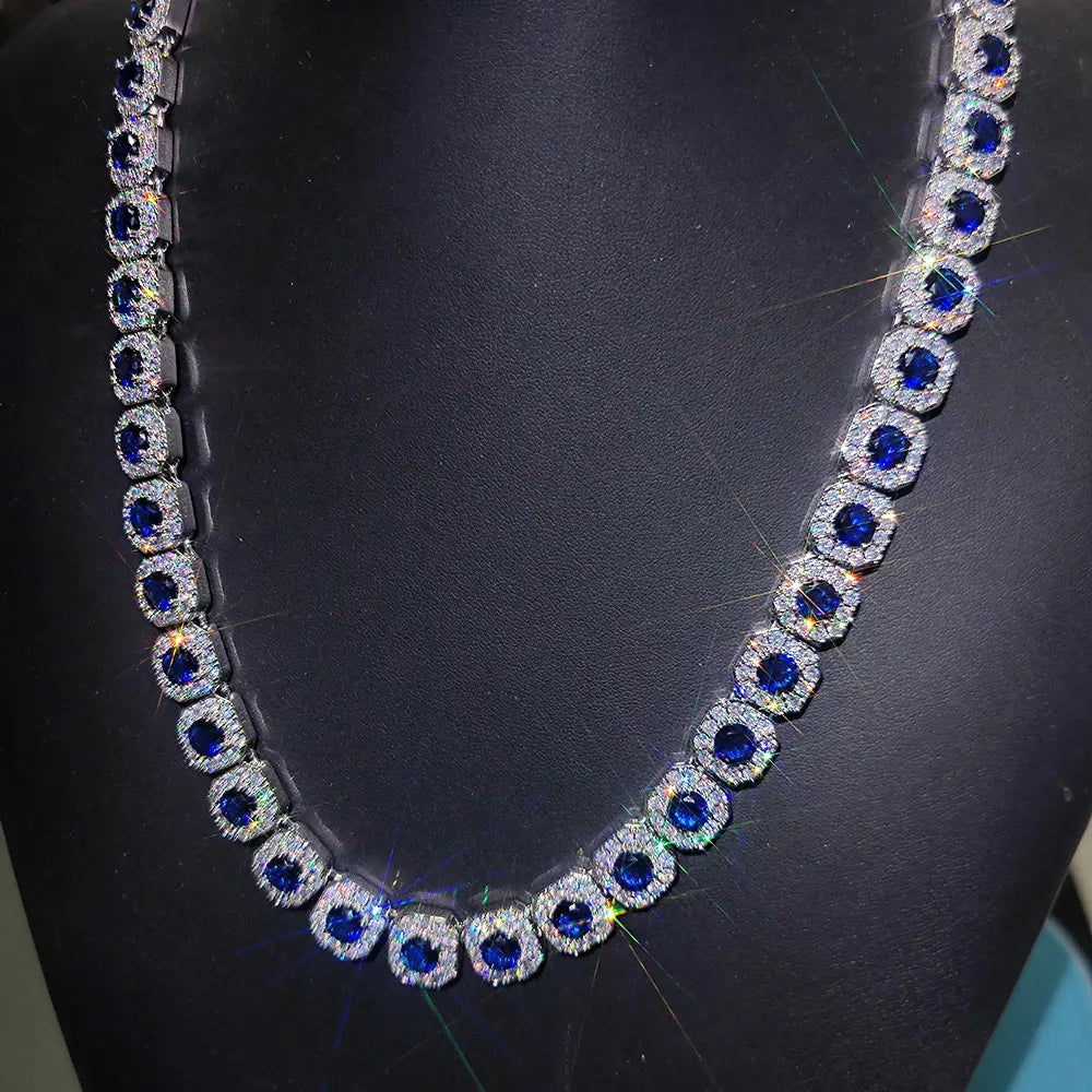 Tennis Chain Necklace Stainless Steel 12MM Cluster