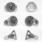 Viking Wizard Wolf Paw Stainless Steel Mens Rings Punk HipHop Unique Trendy for Male Biker Jewelry Creativity Gift