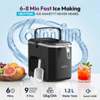 Loefme Desktop Fully Automatic Bullet Shaped Ice Maker 12kg/24h Fast Ice Making Suitable For Home Automatic Cleaning