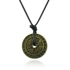Vintage Viking Rune Compass Pendant Necklace High Quality Metal Pagan Amulet for Men Accessories Necklace