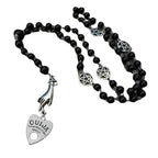 PERSONALISIERBAR Black Rosary with Ouija Planchette and Hand, Gothic Necklace, Black Magic, Occult Jewelry, Ghosts