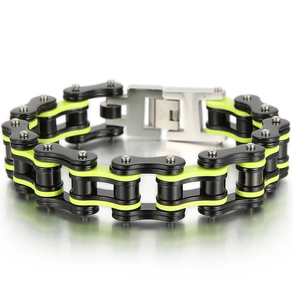 Rock And Roll Men's Bracelet Motorcycle Chain Mechanical Bracelets for Man 316L Stainless Steel Hand Jewelry