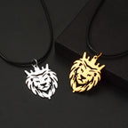 Polishing Stainless Steel Hollow Crown Lion King Pendant Necklace Fashion Cool Rock Party Motorcycle Jewelry for Men