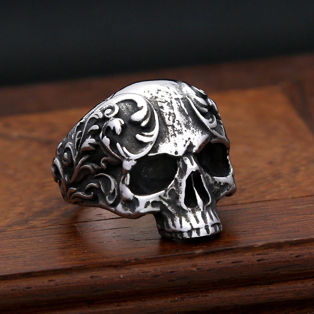 Fashion Punk Skull Rings Stainless Steel Simple Punisher Rings For Men Biker Unique Gothic Amulet Jewelry Gifts