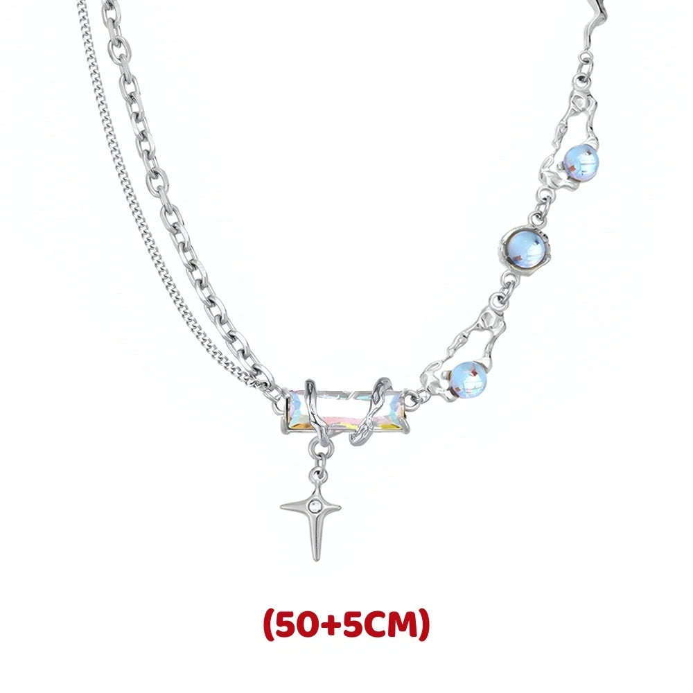 Hip Hop Melting Star Pendant for Man Woman Original Design Non Fading Titanium Steel Lock Chain New Couple Jewelry Kpop