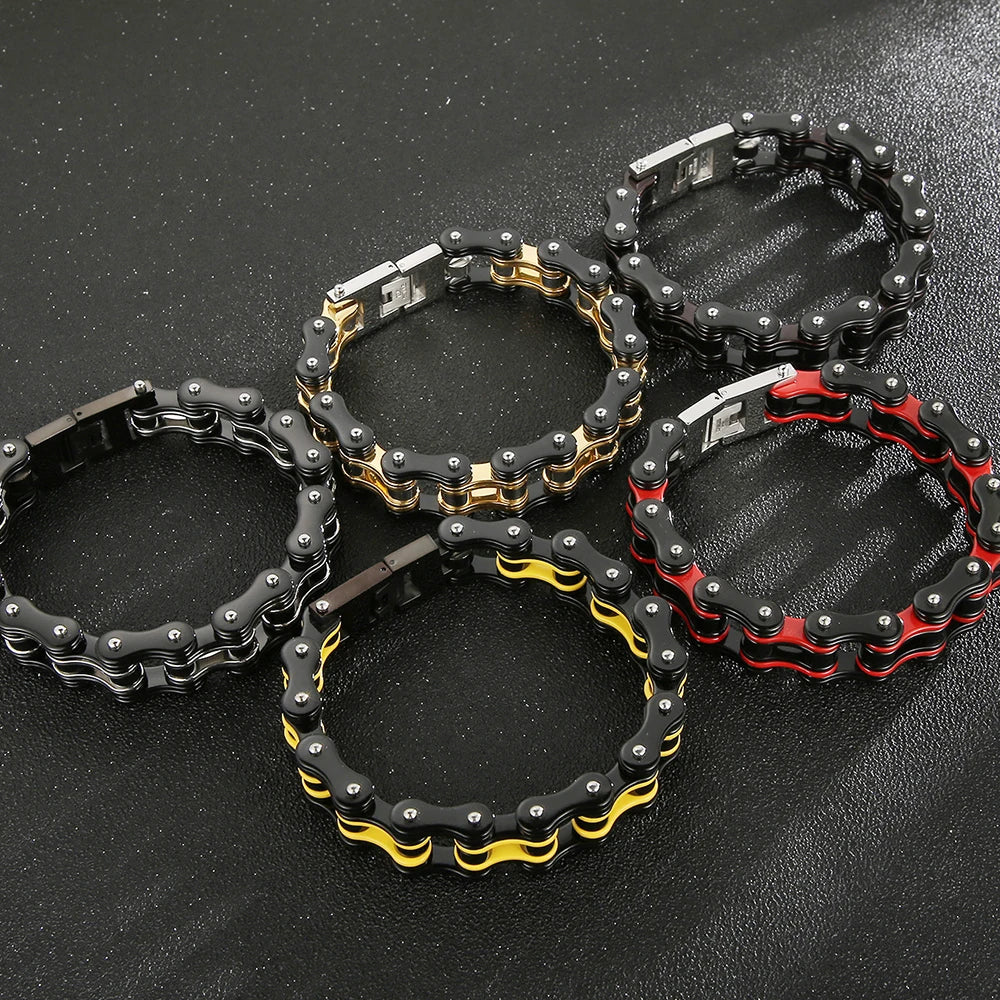 Rock And Roll Men's Bracelet Motorcycle Chain Mechanical Bracelets for Man 316L Stainless Steel Hand Jewelry