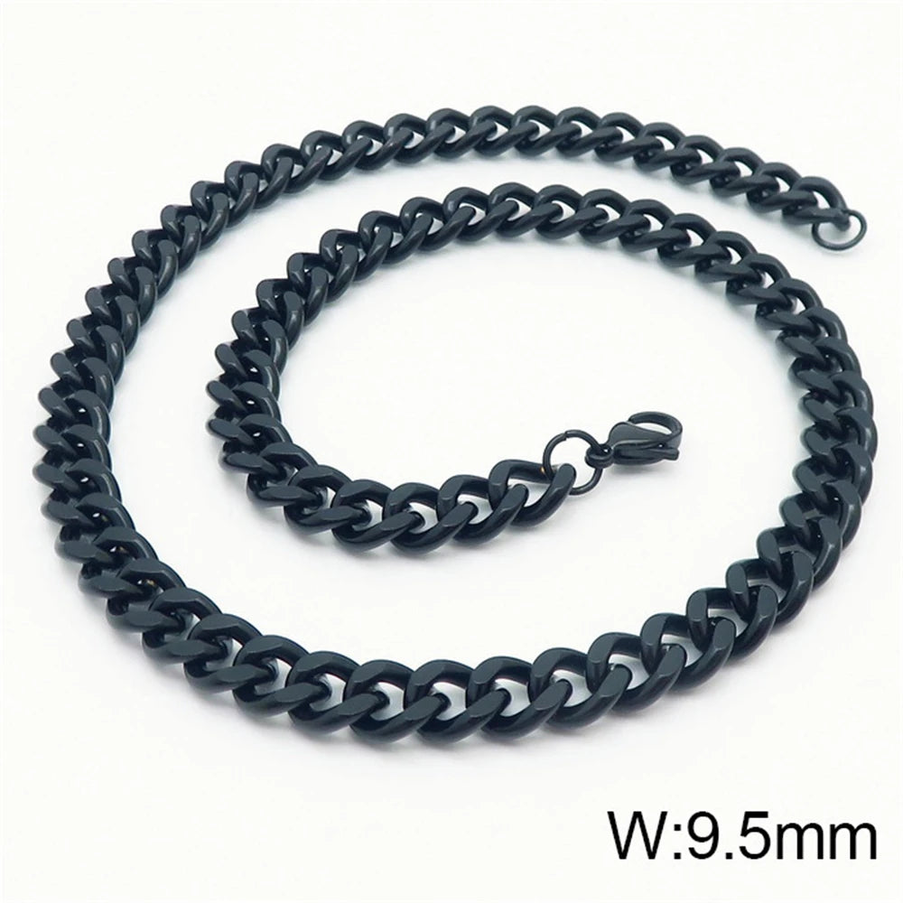 Punk Curb Cuban Link Chain Men Women Stainless Steel Long Necklace Fashion Tide Hip Hop Sweater Accessories Party Jewelry Gifts