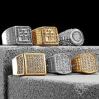 Cross Gemstone Ring — Stainless Steel