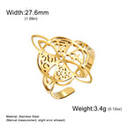 Witch Knot Hollow Adjustable Ring — Stainless Steel Band