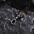 Black Stone Square Pendant Necklace
