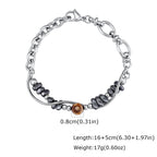 Double-Layer Black Natural Stone Bead Bracelet — Stainless Steel