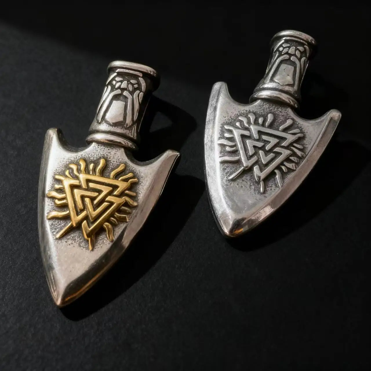 Compass Valknut Steel Pendant Viking Vegvisir