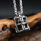 Gothic Cage Skull Pendant — Black