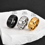Vnox 3pcs/set Men's Stainless Steel Rings Set, Black Silver Gold Color Wedding Band, Anniversary Birthday Party Jewelry