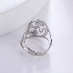 Wheel of Hecate Symbol Adjustable Ring — Stainless Steel
