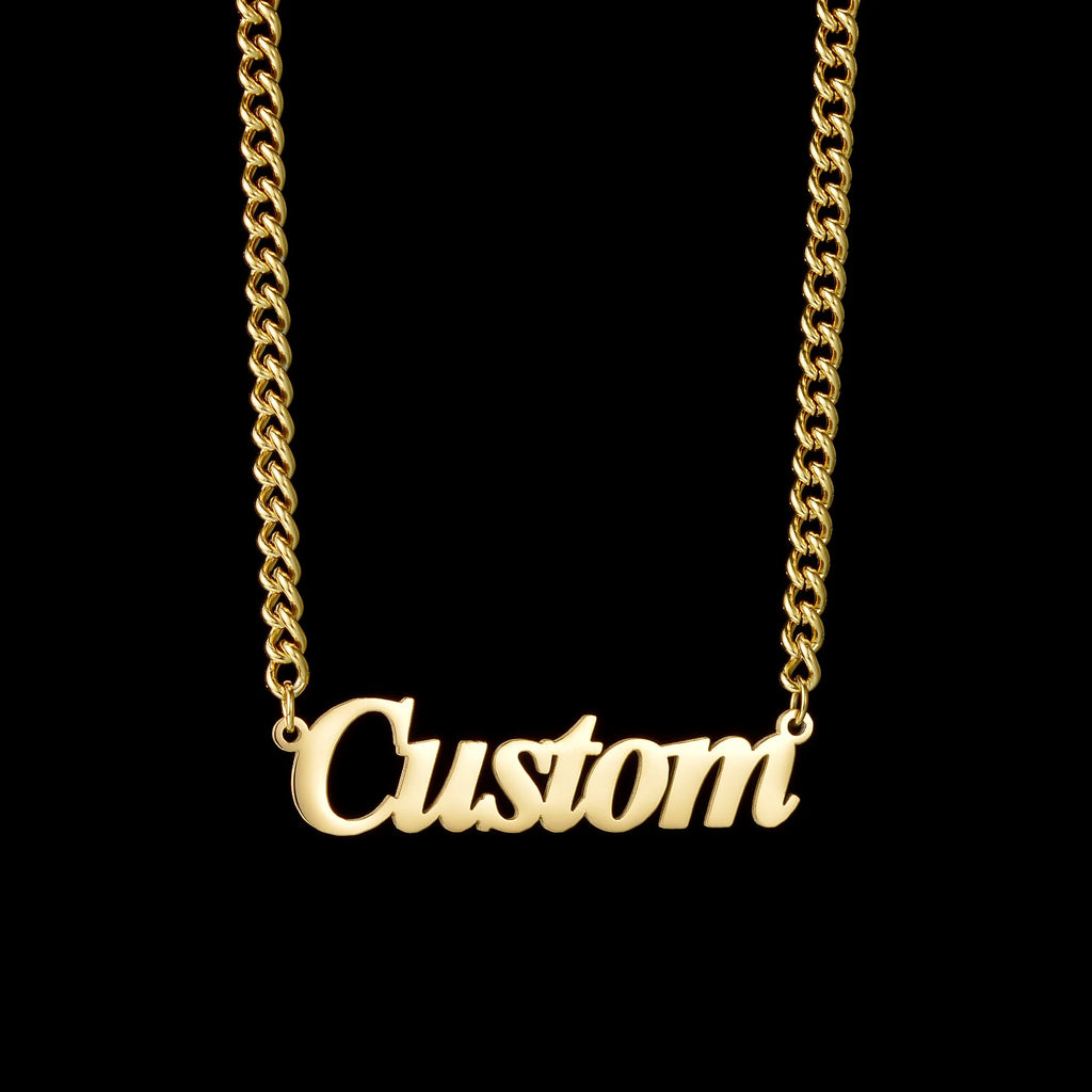 Atoztide Personalized Customized Brand Logo Names Pendant Necklace Stainless Steel Thick Chain for Men Women Jewelry