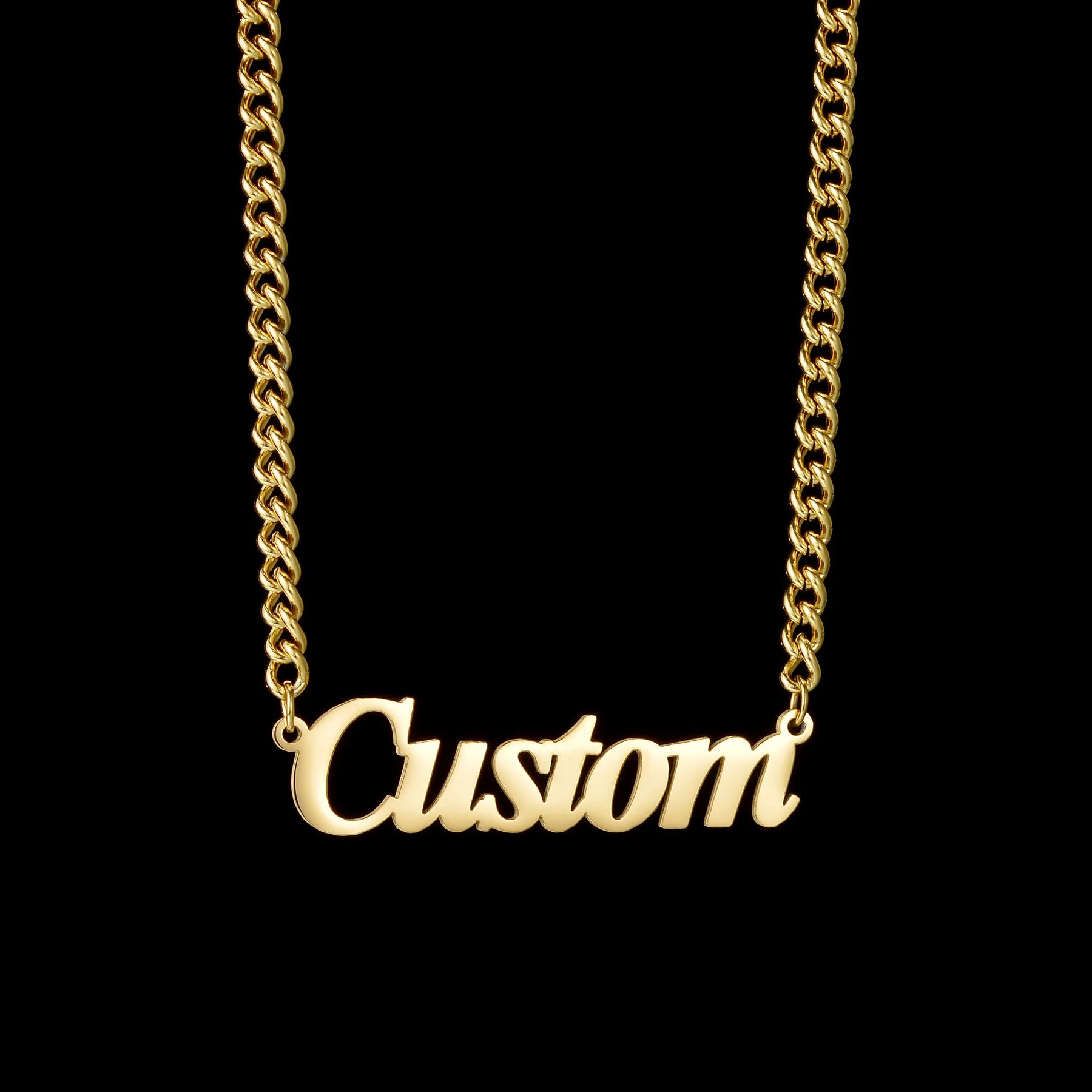 Atoztide Personalized Customized Brand Logo Names Pendant Necklace Stainless Steel Thick Chain for Men Women Jewelry