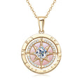 RAPRGOLD 925 Sterling Silver Compass Necklace 6.5mm Sparkly Cubic Zirconia Fashion Pendant Necklaces for Women Men Jewelry Gift