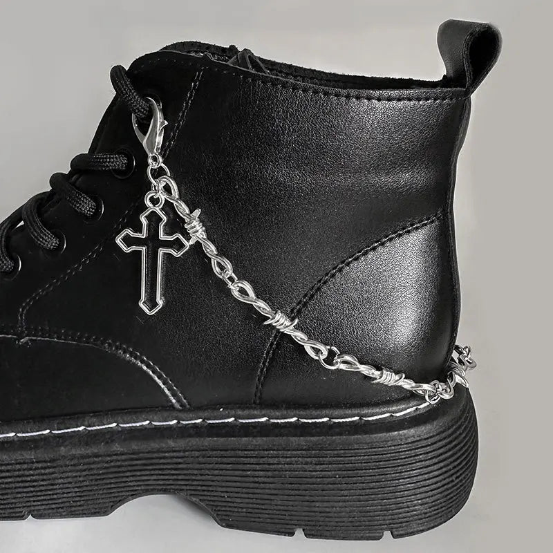 1pc Thorned Flame Cross Shoe Chain Boots & Canvas Shoes Accessories Shoe Decoration Pendant Women Fashion Party Jewelry