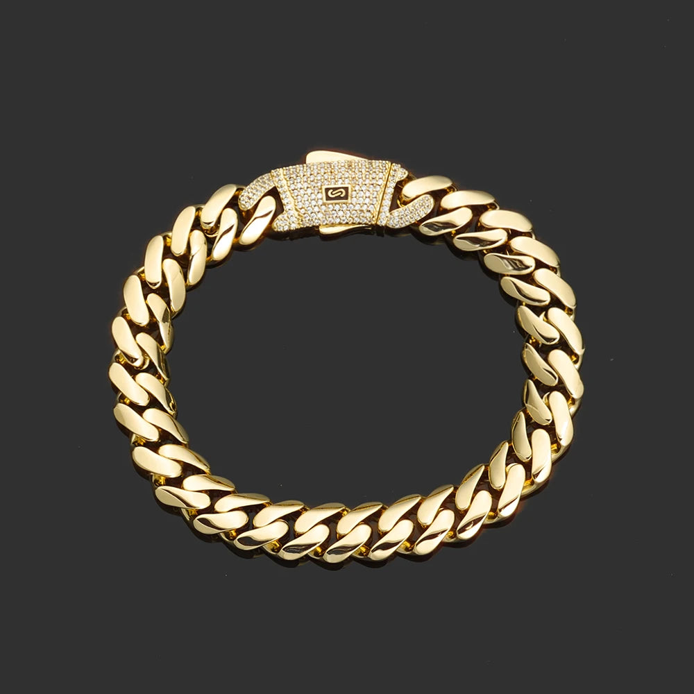 NY Hip Hop Jewelry Multiple Sizes Monaco Chain 14K Gold Plated 6/8/10/12/15MM Cuban Link Necklace for Men Party Gift