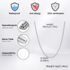 2mm Casual Stainless Steel Cuban Chain Necklace for Men,Hip Hop Punk Silver Color Metal Chain Link Layers Collars