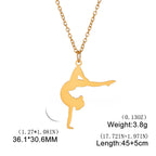 Unift Stainless Steel Sport Women Necklace Runner Rhythmic Gymnastics  Silhouette Pendant Fashion Birthday Jewelry Wholesale