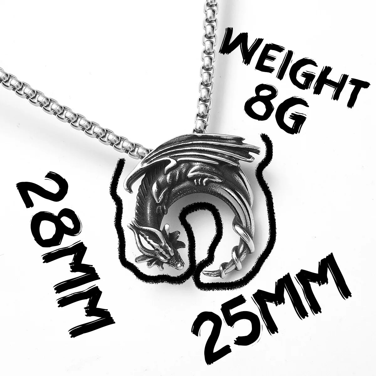 Flying Dragon Pendant Necklace — Stainless Steel