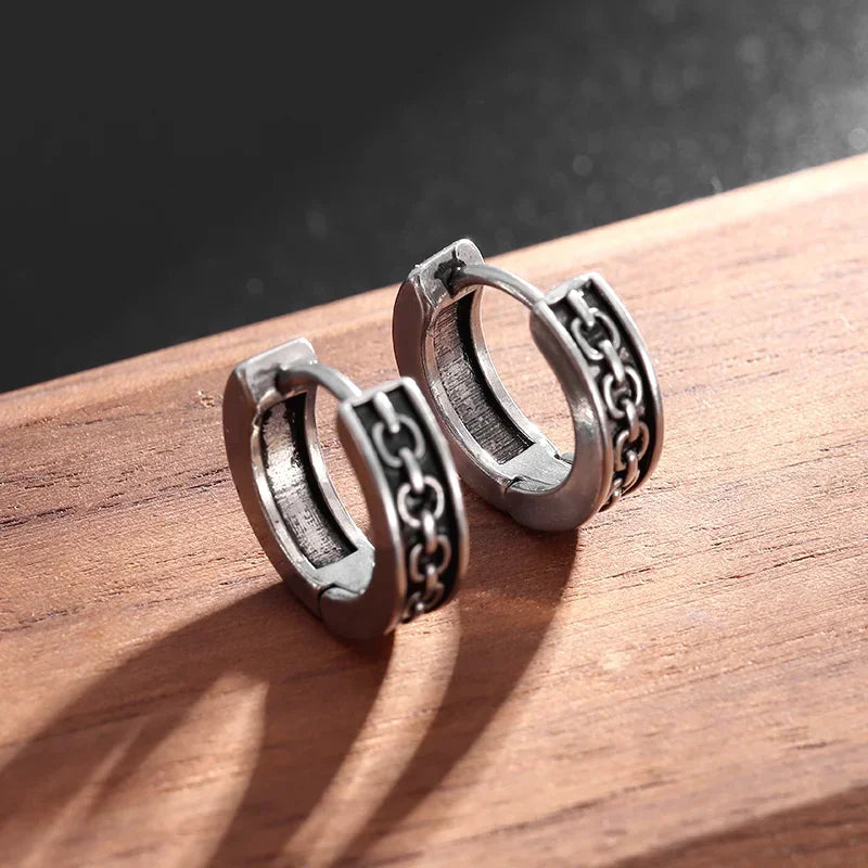 Gothic Spiked Hoop Earrings Small Textured Huggie — Two-Tone