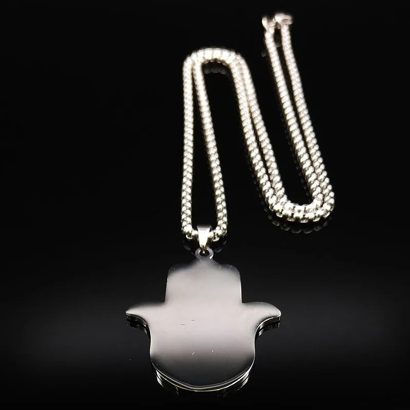 Hamsa Hand of Fatima Stainless Steel Necklaces Men Fatima´s Hand Turkish Eye Necklaces Pendants Jewelry collier homme