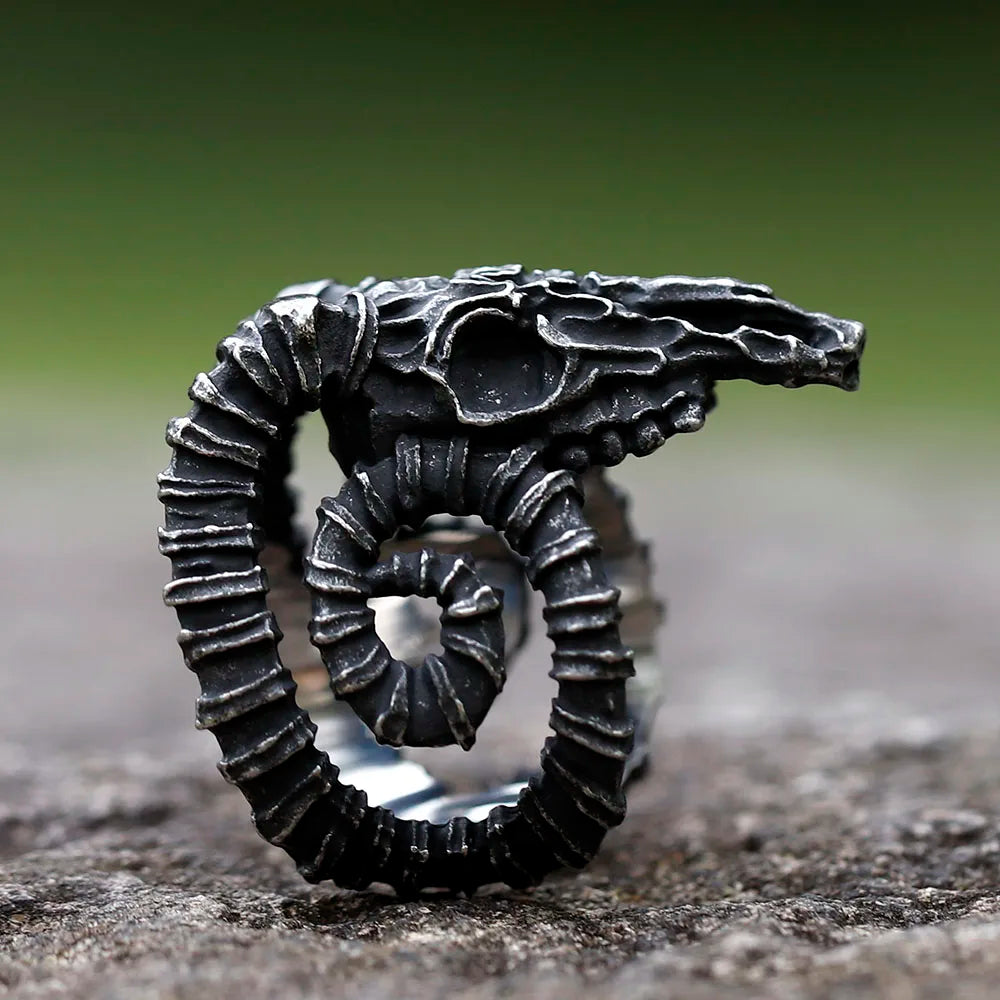2022 NEW Men's 316L stainless steel rings Retro Sheep Skull Head Vintage gothic punk high-quality Jewelry Gifts free