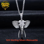 Iced Out Elephant Pendant — 925 Silver