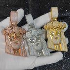 Rose Gold Jesus Cuban Pendant Necklace Iced Out