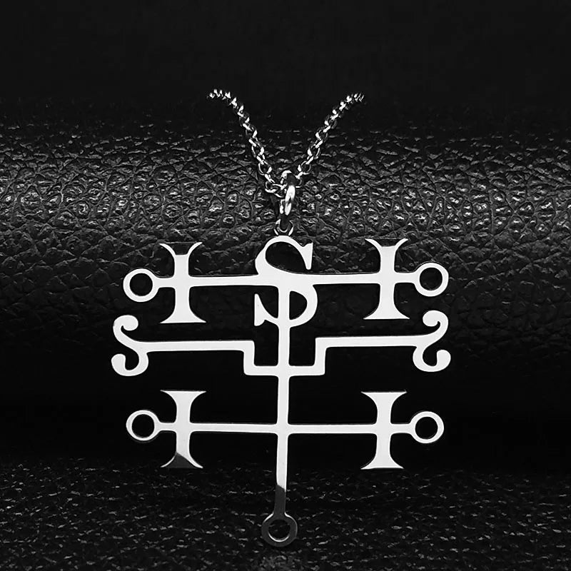 Paimon Sigil Silver Pendant Necklace — Stainless Steel