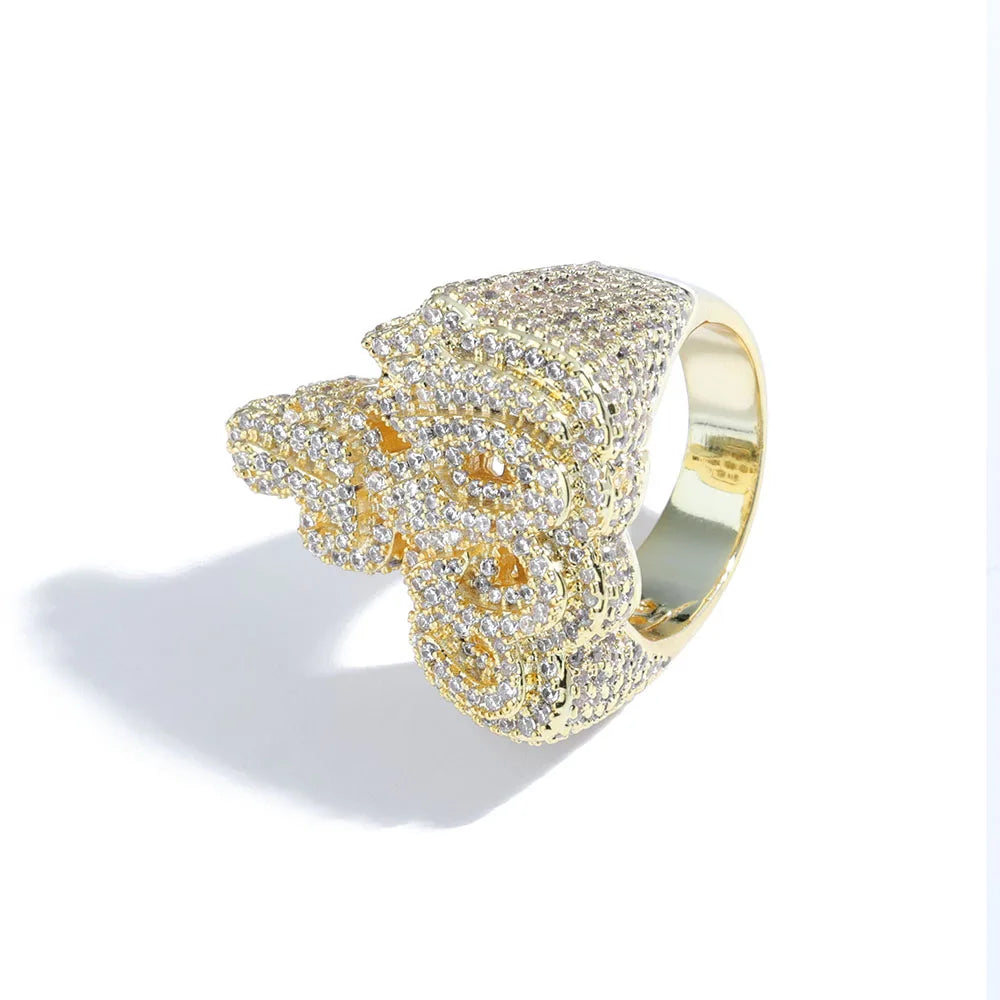 Gold Crown Ring Iced Out CZ Statement