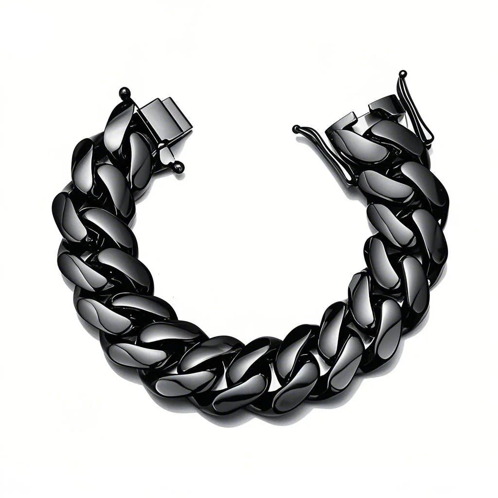 Hip Hop Black Color Stainless Steel Dense Cuban Miami Link Chain Necklaces for Men Bling Rapper jewelry Drop Shipping