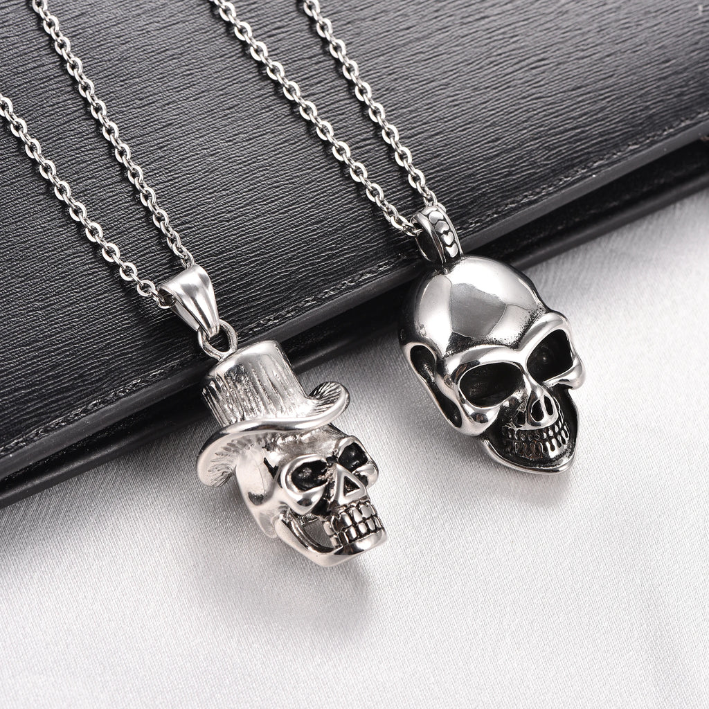 Gothic Skull Pendant Necklace — Stainless Steel