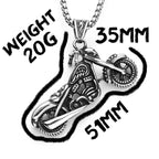 Skull Biker Pendant Necklace Stainless Steel Vintage